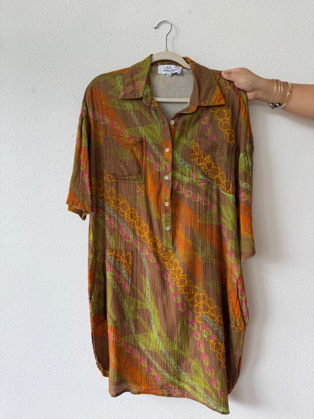 Simply Sisters Cotton Button down mid-length dress - Leis for Days - XS